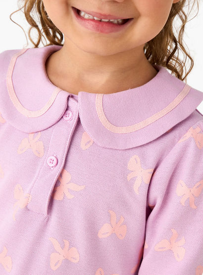 Juniors Peter Pan Collar Long Sleeves Dress with Button Placket-girls-clothing-dressesandjumpsuits-image-4
