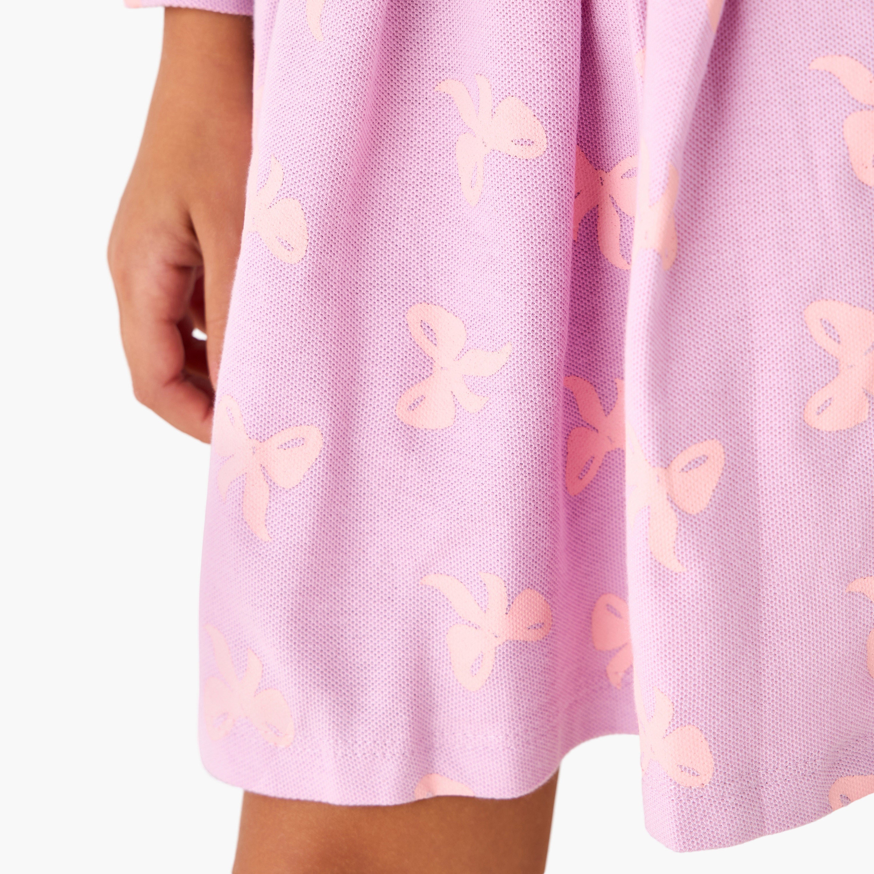 Juniors Peter Pan Collar Long Sleeves Dress with Button Placket