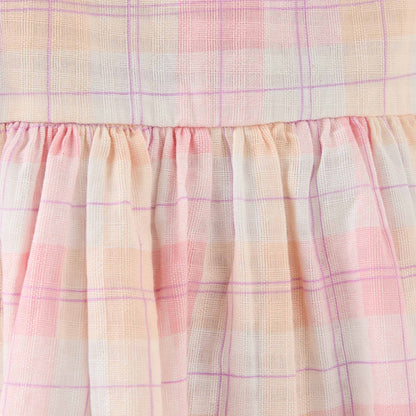 Juniors Checked A-line Dress with Round Neck