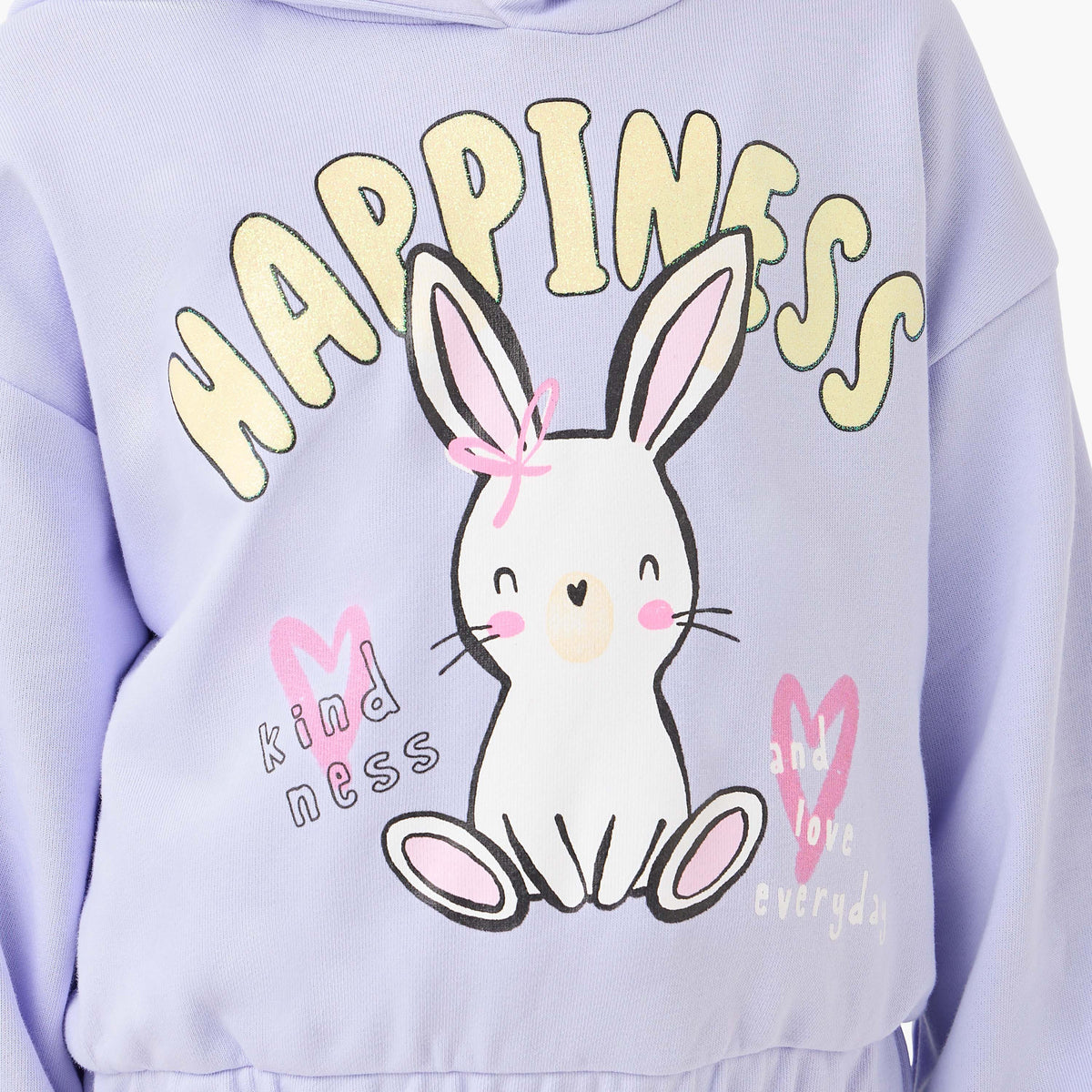 Juniors Bunny Print Pullover with Hood