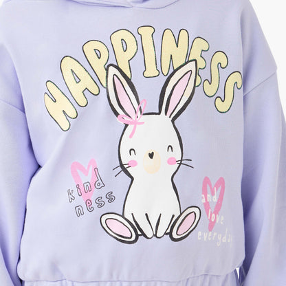 Juniors Bunny Print Pullover with Hood