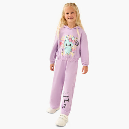 Juniors Bunny Print Hooded Sweatshirt with Long Sleeves