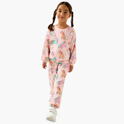Juniors Unicorn Print Sweatshirt with Long Sleeves
