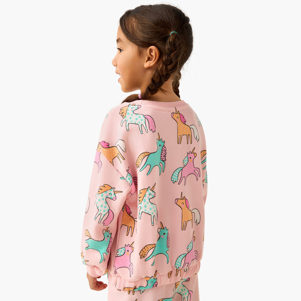 Juniors Unicorn Print Sweatshirt with Long Sleeves