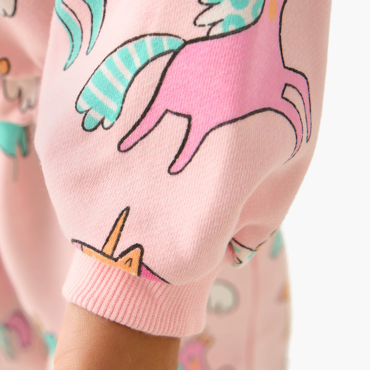 Juniors Unicorn Print Sweatshirt with Long Sleeves