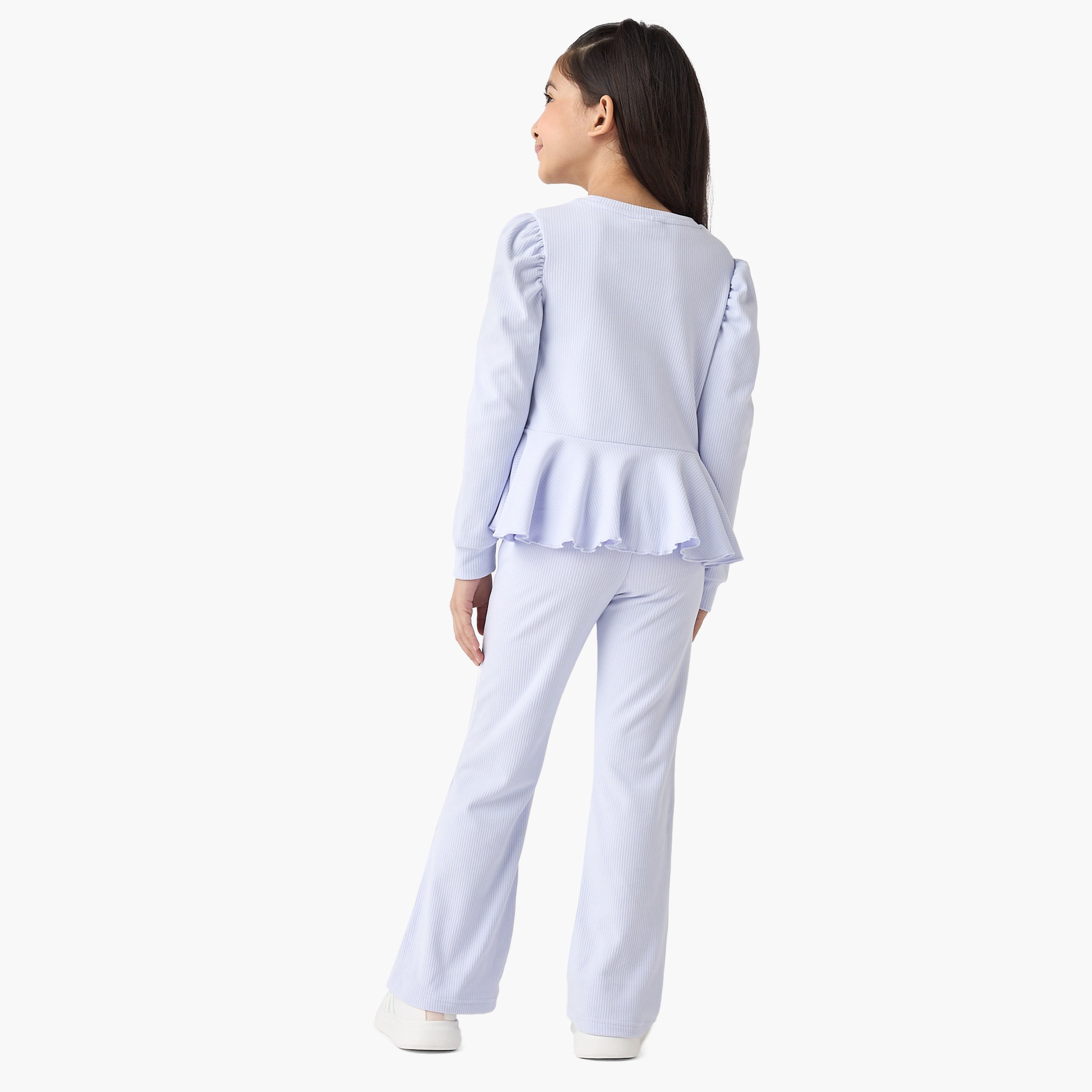 Juniors Ribbed Peplum Top and Pants Set