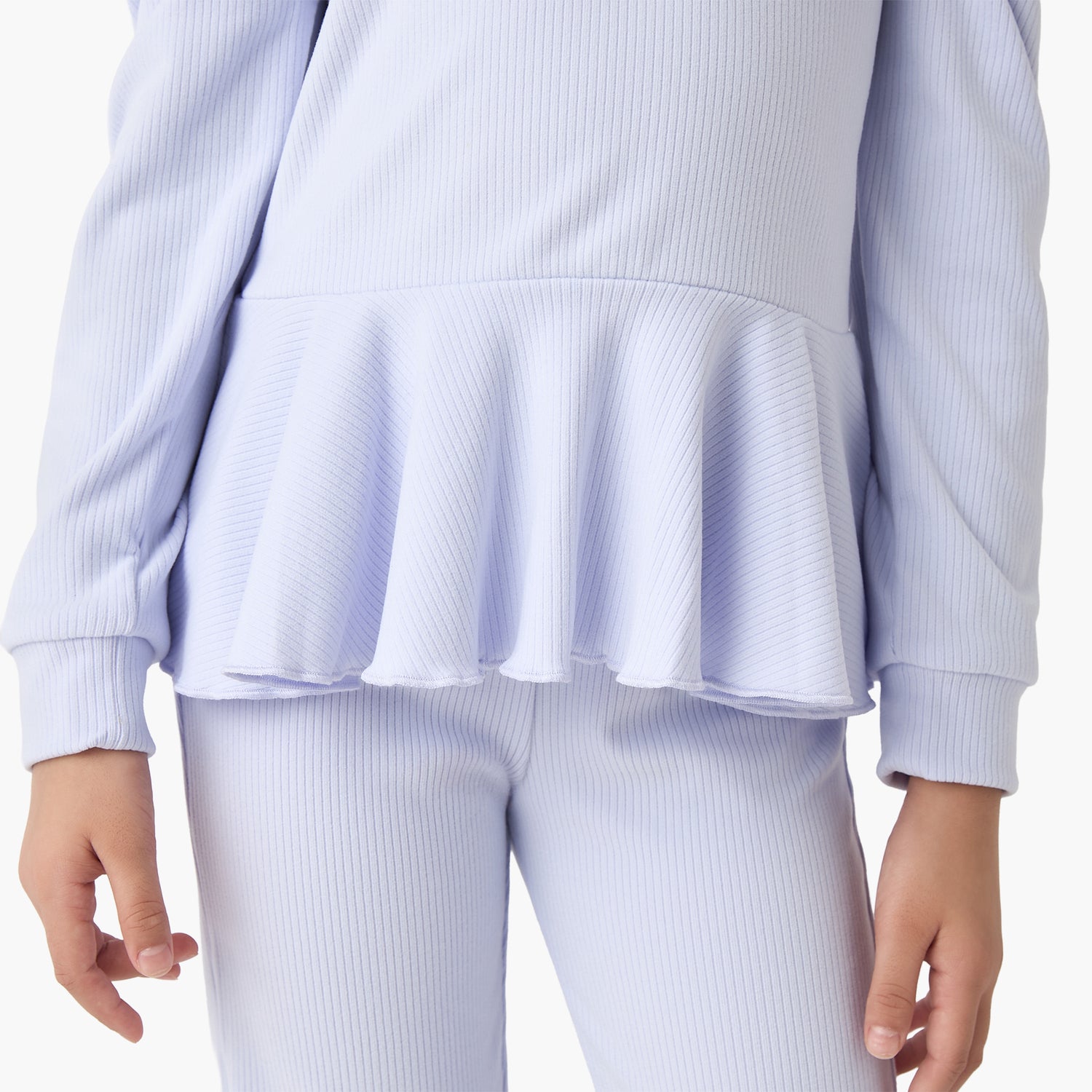 Juniors Ribbed Peplum Top and Pants Set