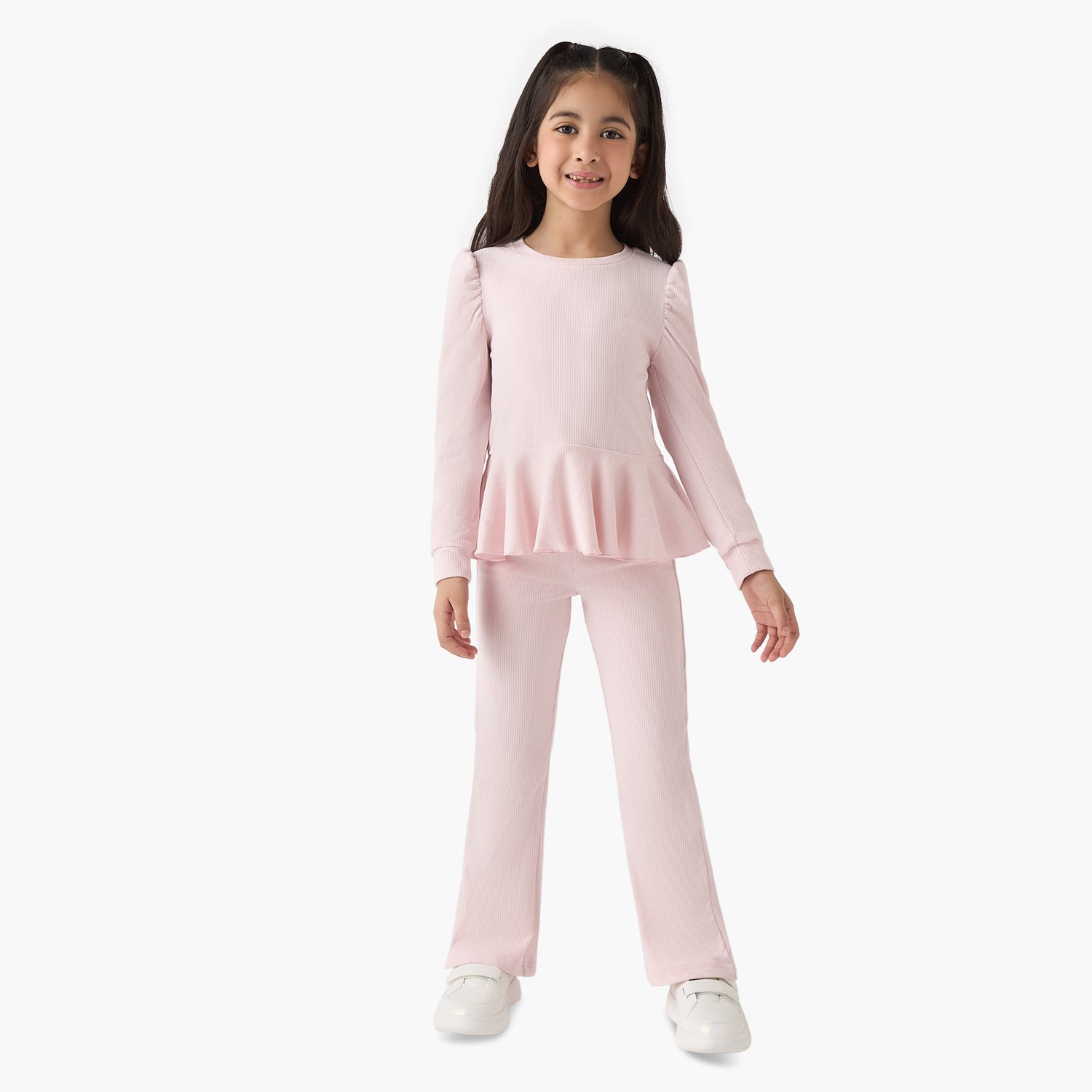 Juniors Ribbed Peplum Top and Pants Set