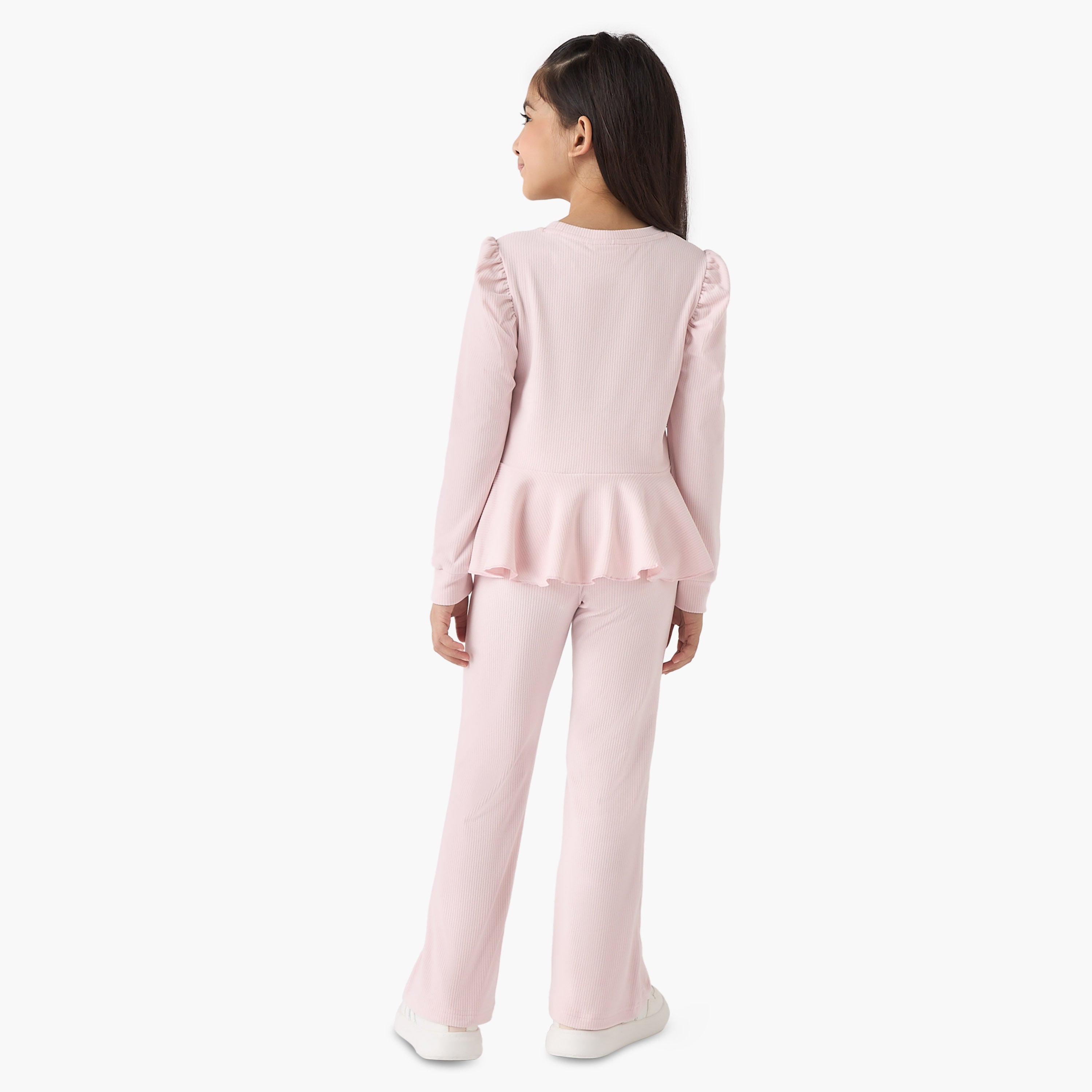 Juniors Ribbed Peplum Top and Pants Set