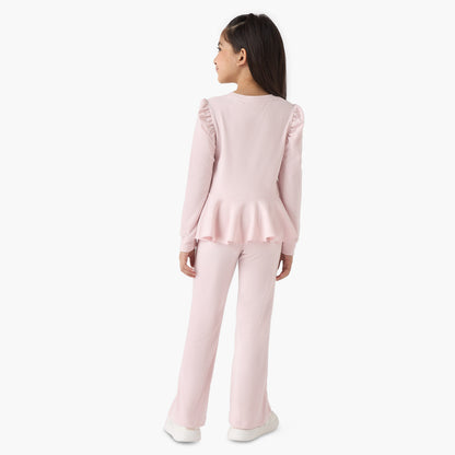 Juniors Ribbed Peplum Top and Pants Set