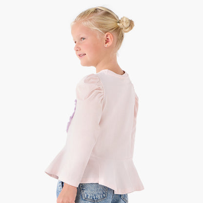 Juniors Girls Crew Neck T-shirt with Unicorn Print - Cotton - Long Sleeves