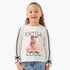 Juniors Cat Print Top with Bow Accents - White / 1-2 yrs