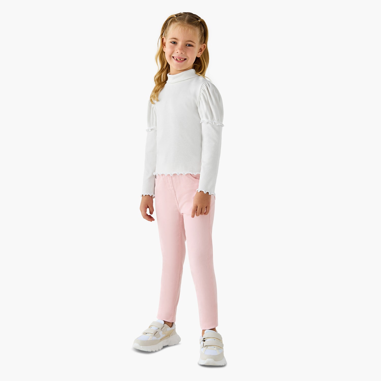 Juniors Ribbed Turtleneck Top with Long Sleeves