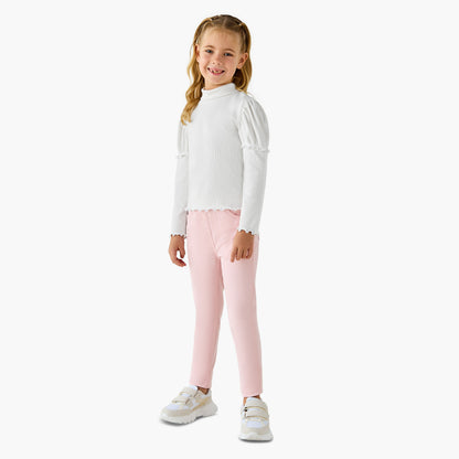 Juniors Ribbed Turtleneck Top with Long Sleeves