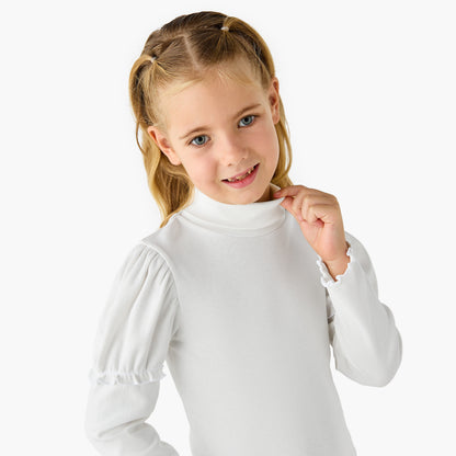 Juniors Ribbed Turtleneck Top with Long Sleeves
