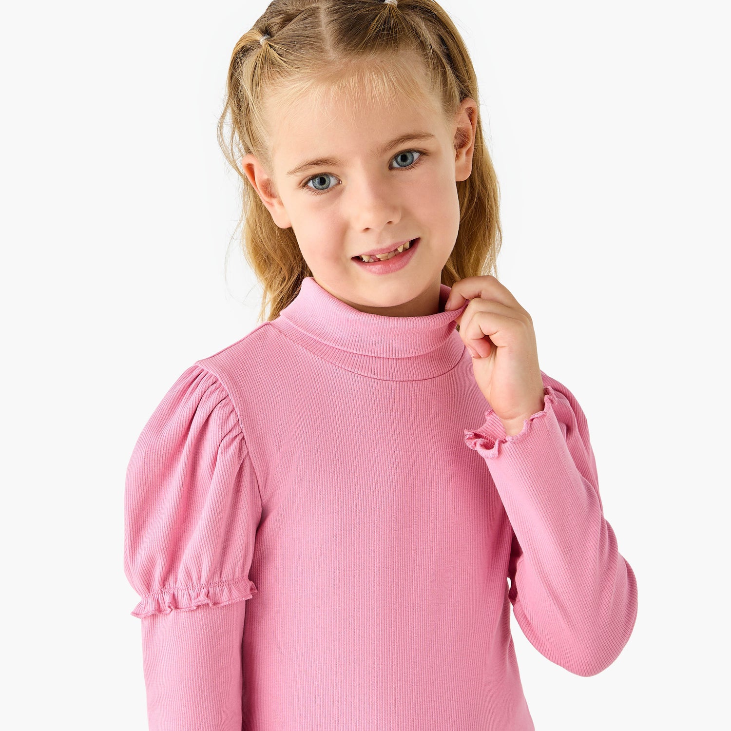 Juniors Ribbed Turtleneck Top with Long Sleeves