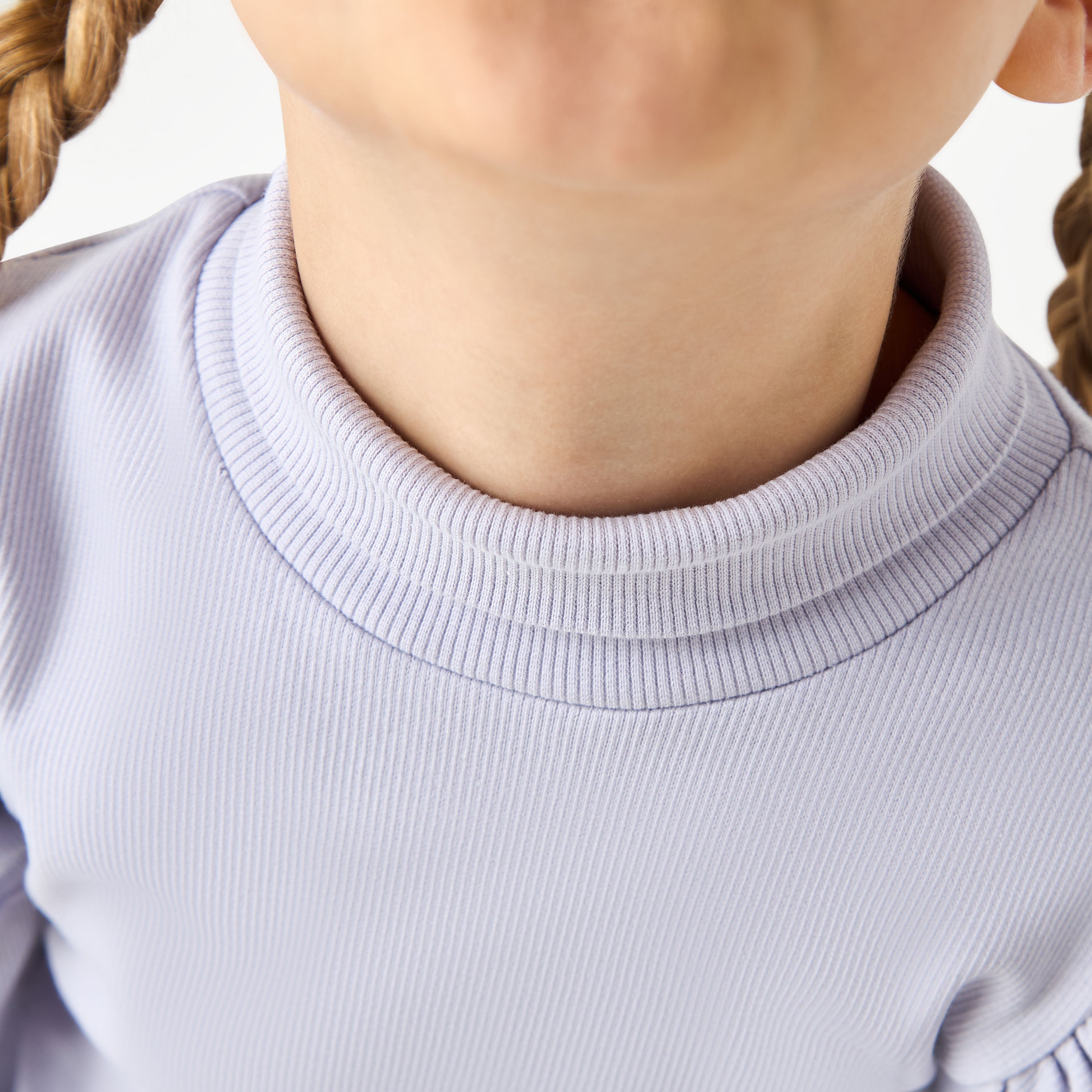 Juniors Ribbed Turtleneck Top with Long Sleeves