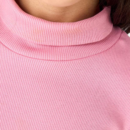 Juniors Ribbed Turtleneck Top with Long Sleeves