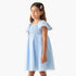 Juniors Floral Print A-line Dress with Square Neck and Smocked Detail - Blue / 5-6 yrs