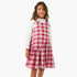 Juniors Piecrust Neck Top with Pinafore Dress - Red / 1-2 yrs