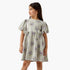 Juniors Bow Accent A-Line Dress with Puff Sleeves - Green / 4-5 yrs