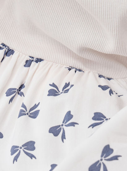 Juniors Bow Print Drop Waist Dress with Short Sleeves-girls-clothing-dressesandjumpsuits-image-5