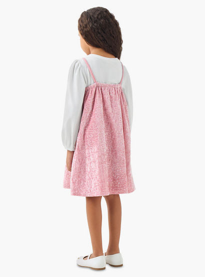 Juniors Round Neck Long Sleeves Knee Length Dress with T-shirt-girls-clothing-dressesandjumpsuits-image-3