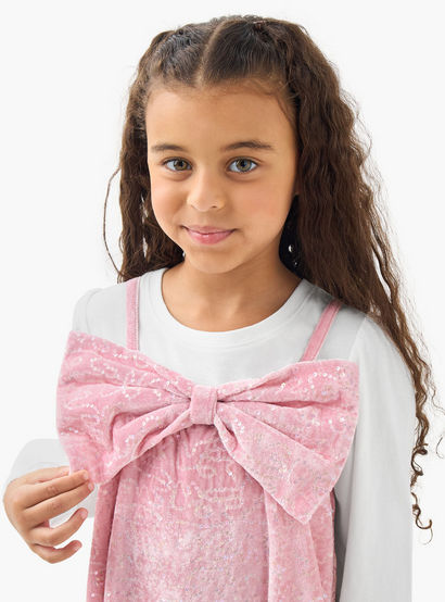 Juniors Round Neck Long Sleeves Knee Length Dress with T-shirt-girls-clothing-dressesandjumpsuits-image-4