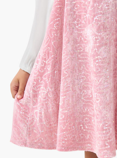 Juniors Round Neck Long Sleeves Knee Length Dress with T-shirt-girls-clothing-dressesandjumpsuits-image-5