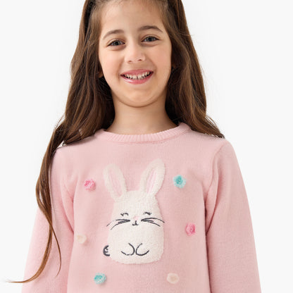 Juniors Bunny Accent Dress with Ruffle Detail