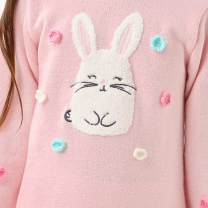 Juniors Bunny Accent Dress with Ruffle Detail