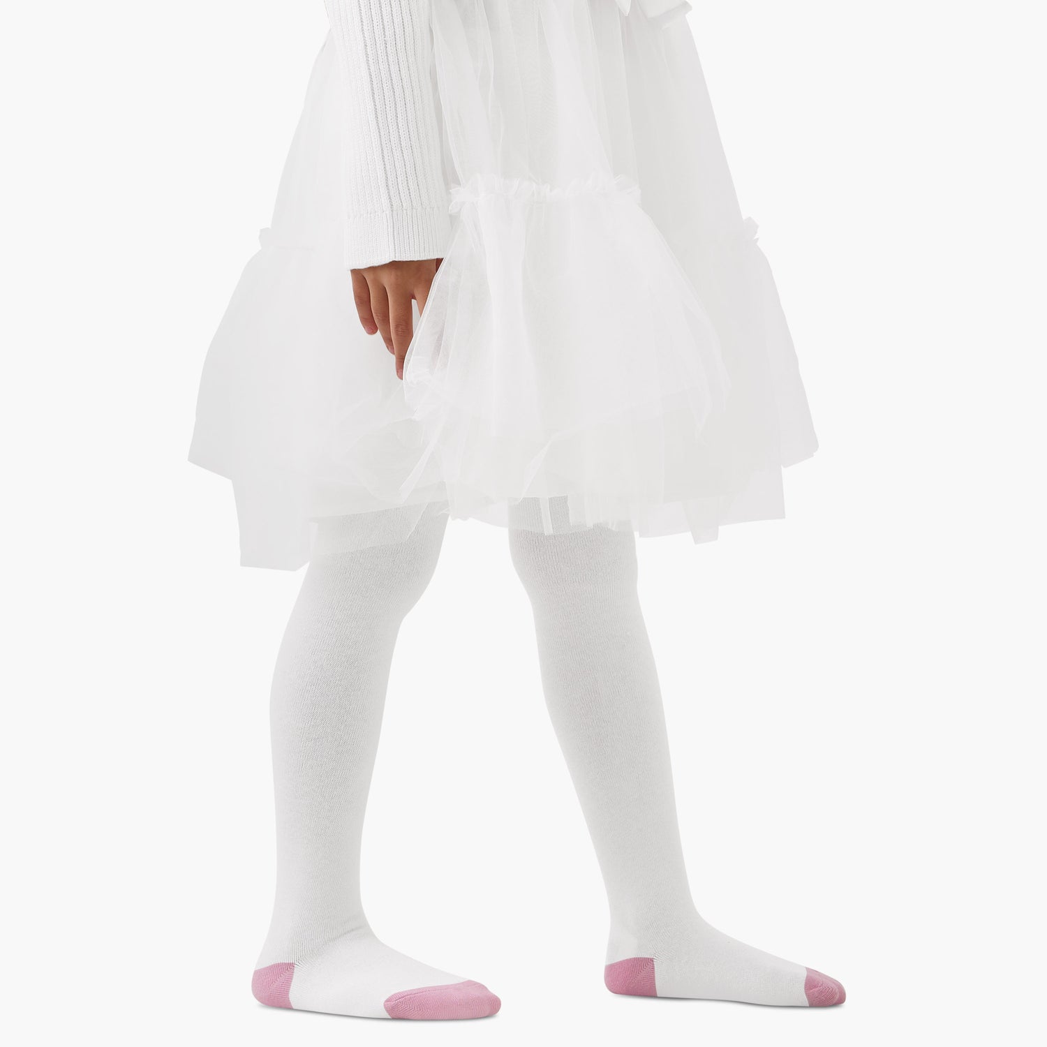 Juniors Ribbed Tulle Dress with Tights
