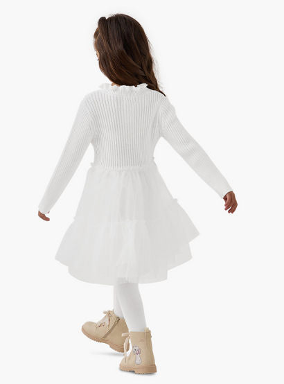 Juniors Ribbed Tulle Dress with Tights-girls-clothing-dressesandjumpsuits-image-4