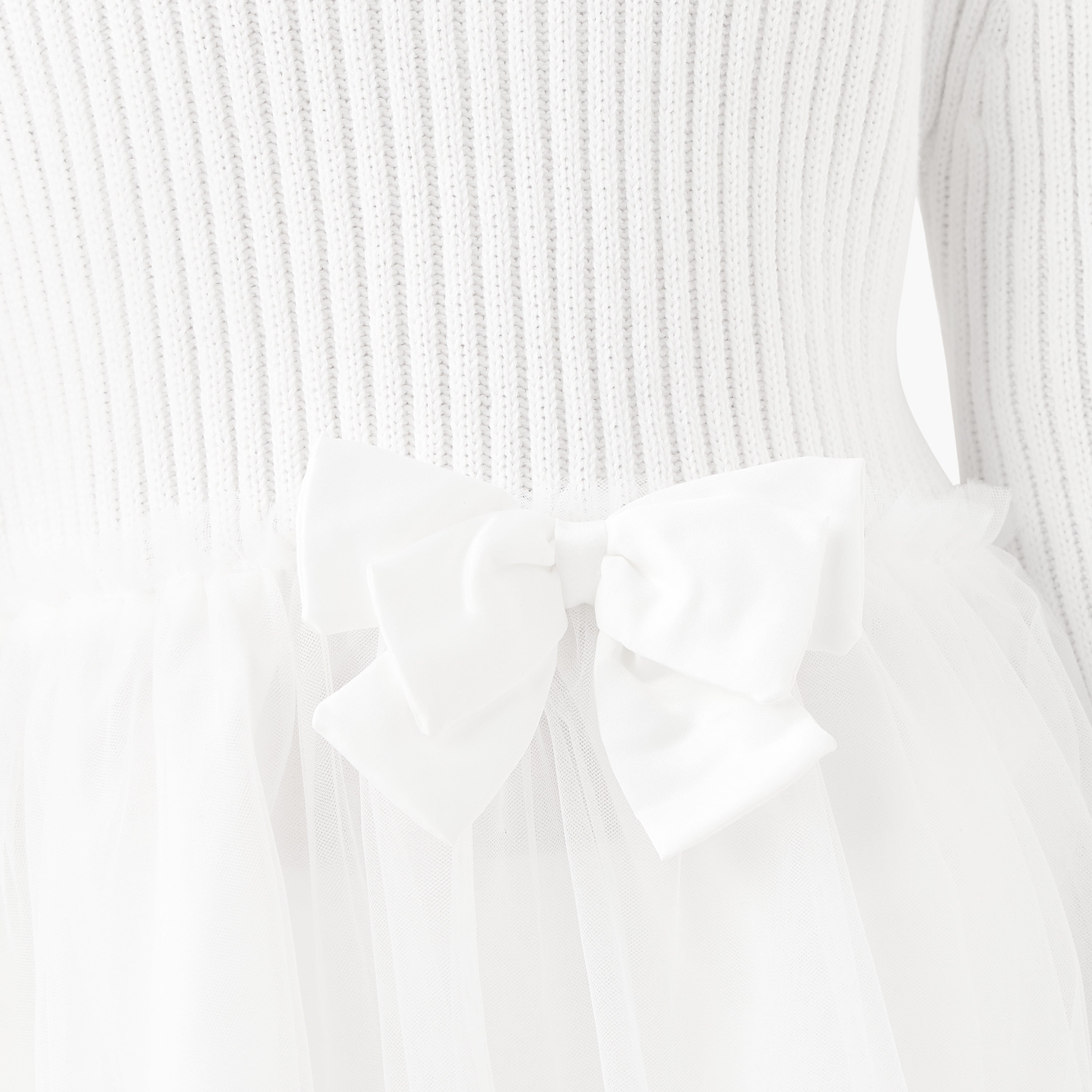 Juniors Ribbed Tulle Dress with Tights