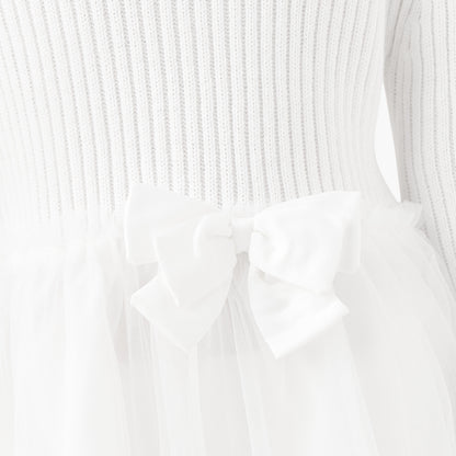 Juniors Ribbed Tulle Dress with Tights