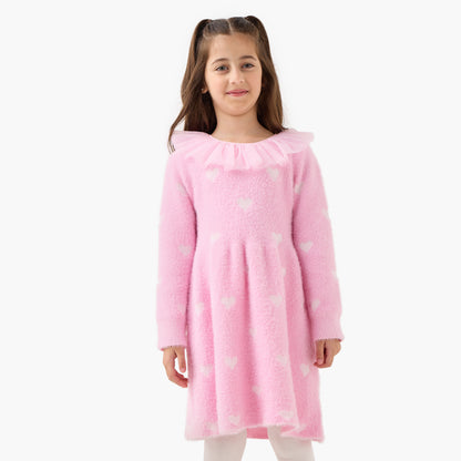 Juniors Heart Print Dress with Tights