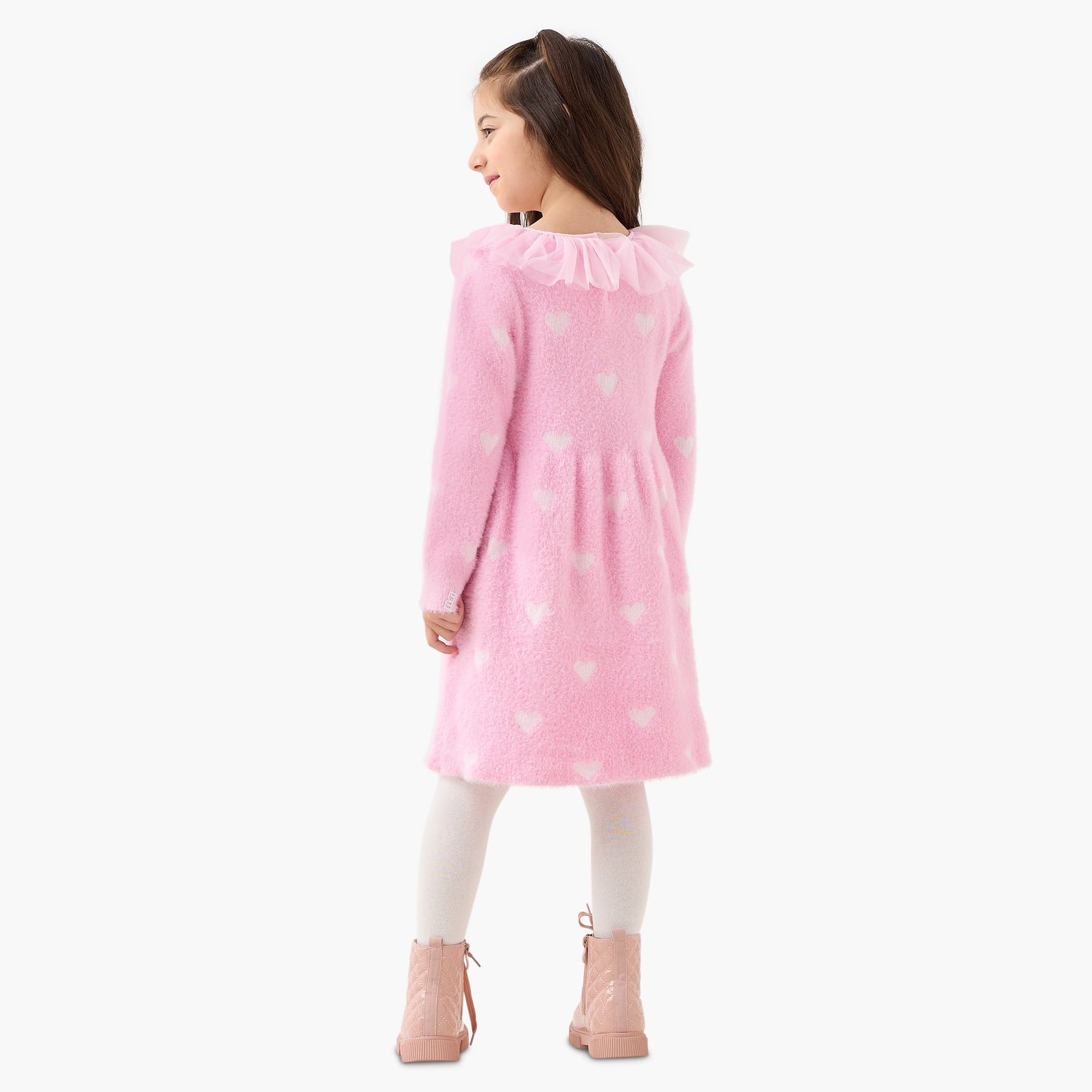 Juniors Heart Print Dress with Tights