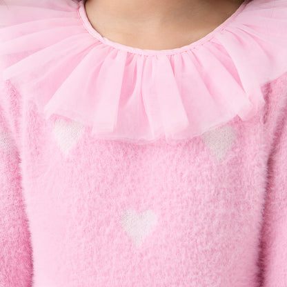 Juniors Heart Print Dress with Tights