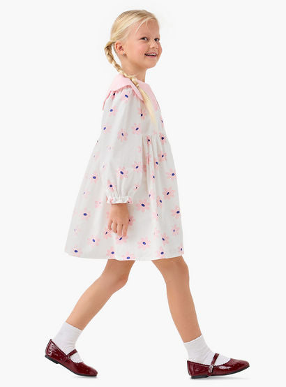 Juniors Peter Pan Collar Long Sleeves Knee Length Dress with Heart Print-girls-clothing-dressesandjumpsuits-image-2