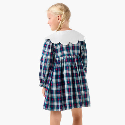 Juniors Peter Pan Collar Long Sleeves Knee Length Dress with Heart Print