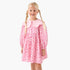 Juniors Peter Pan Collar Long Sleeves Knee Length Dress with Heart Print - Pink / 5-6 yrs