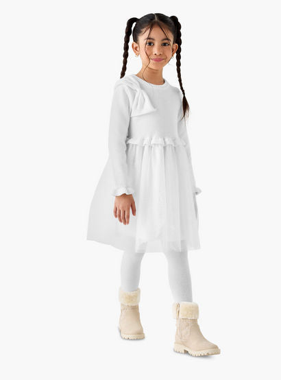 Juniors Glitter Embellished Tulle Dress with Tights-girls-clothing-dressesandjumpsuits-image-1