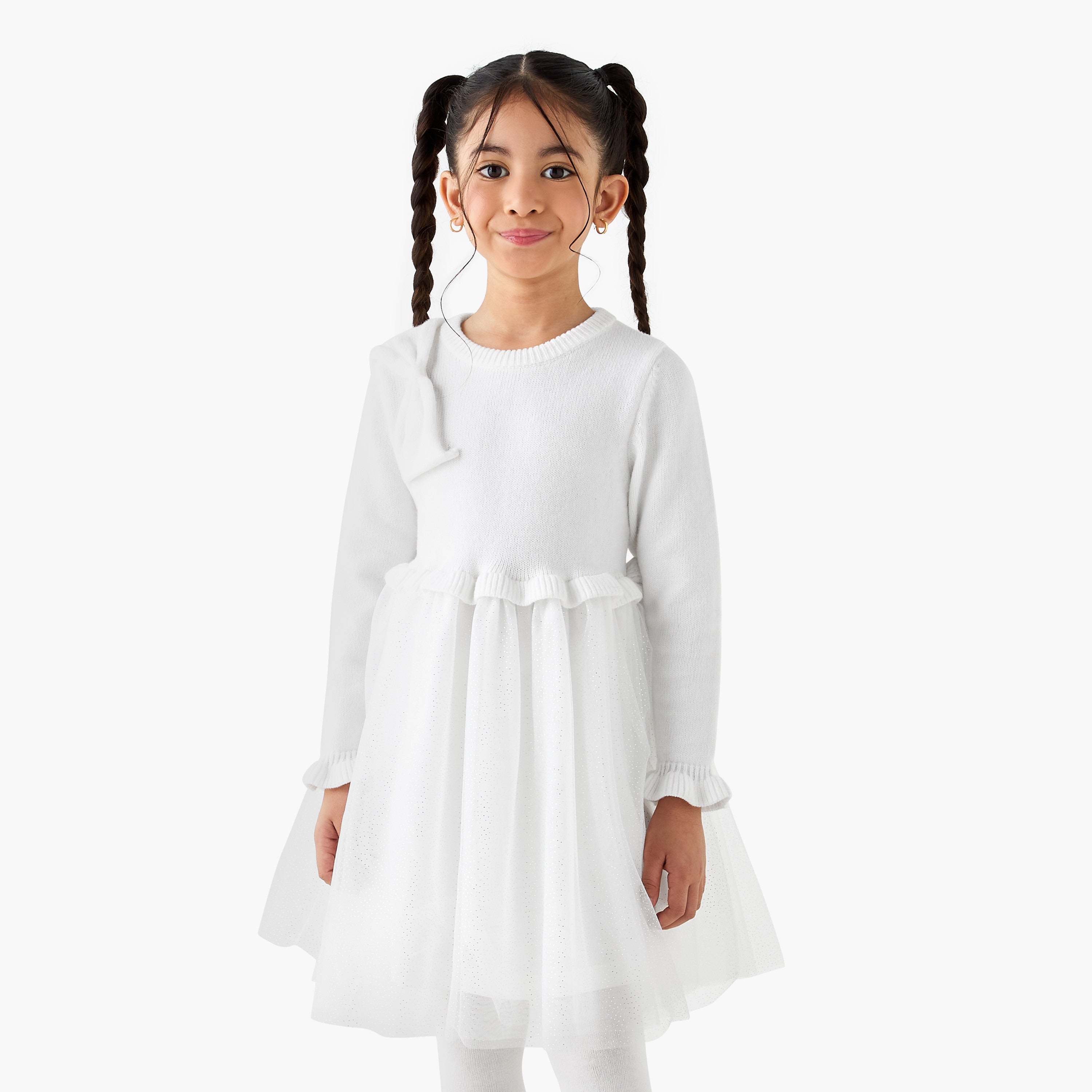 Juniors Glitter Embellished Tulle Dress with Tights