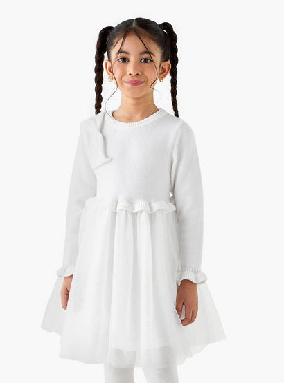 Juniors Glitter Embellished Tulle Dress with Tights-girls-clothing-dressesandjumpsuits-image-2