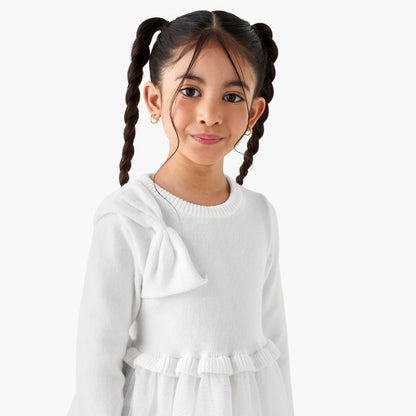 Juniors Glitter Embellished Tulle Dress with Tights