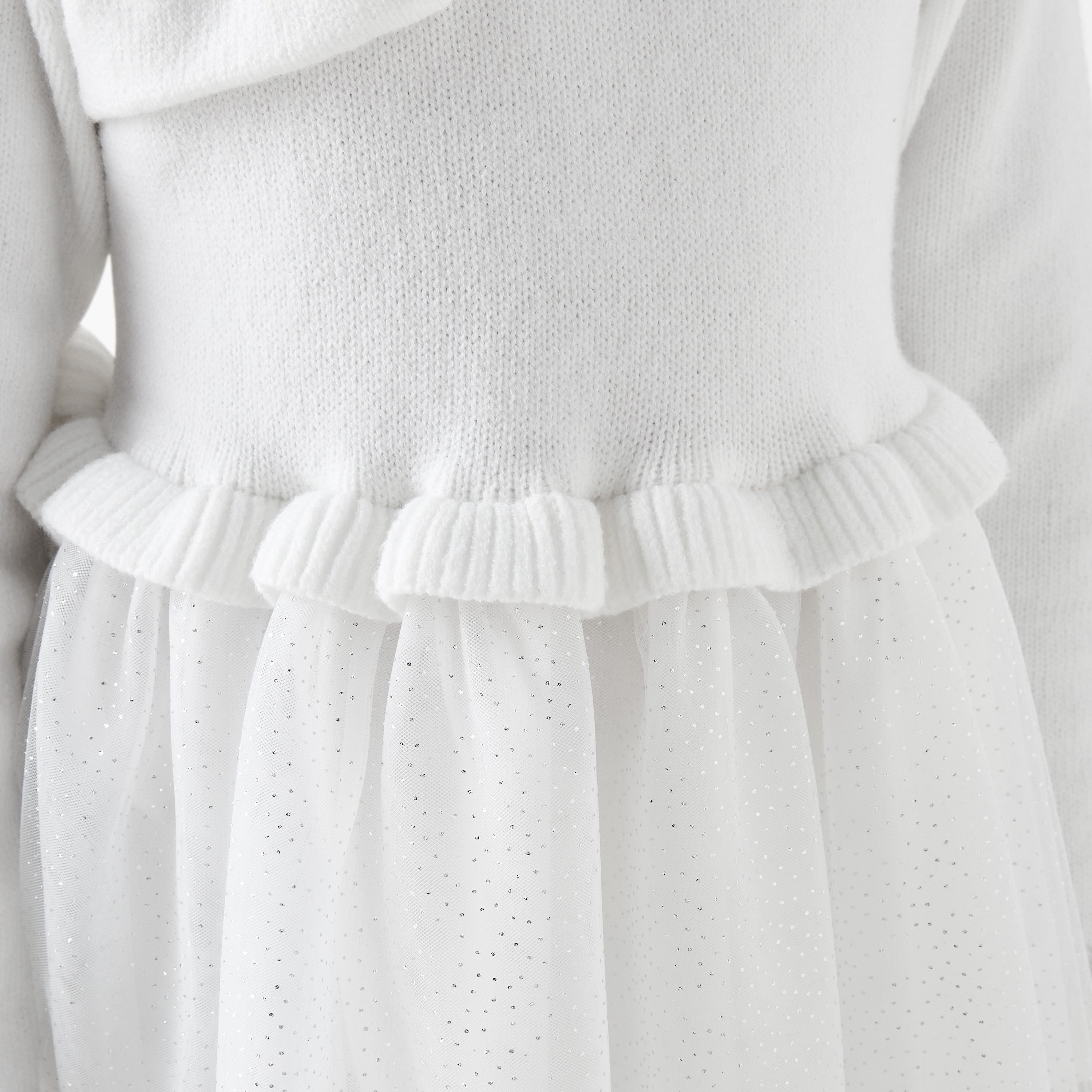 Juniors Glitter Embellished Tulle Dress with Tights