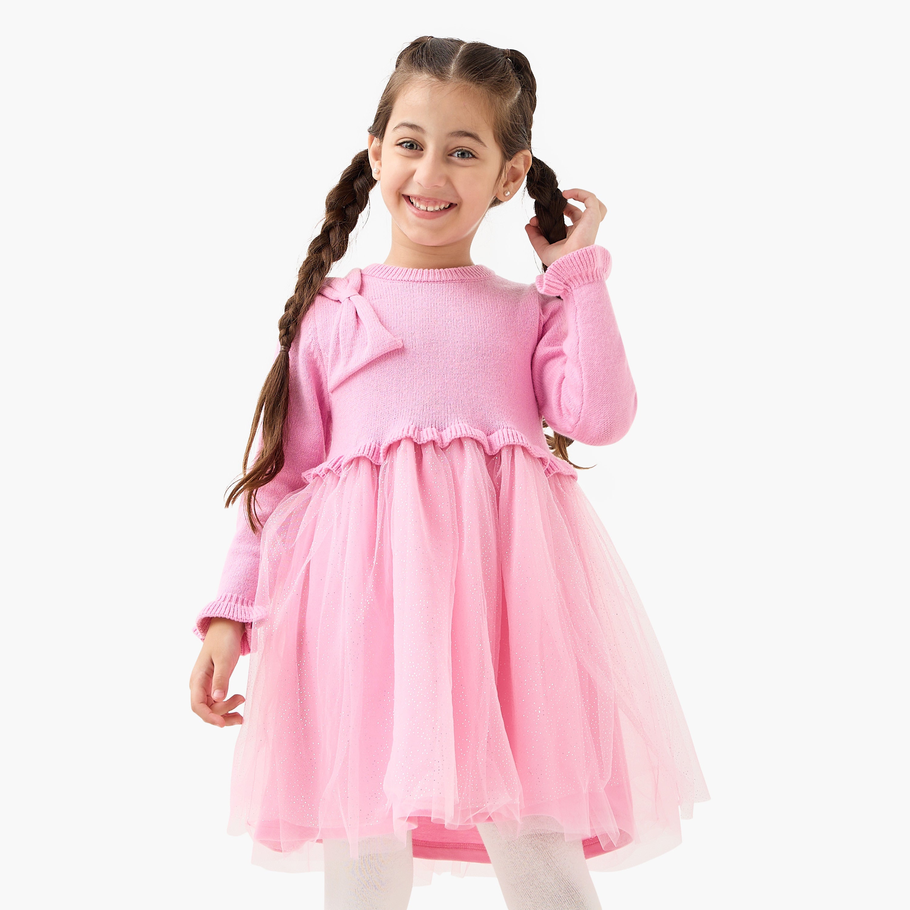 Juniors Glitter Embellished Tulle Dress with Tights