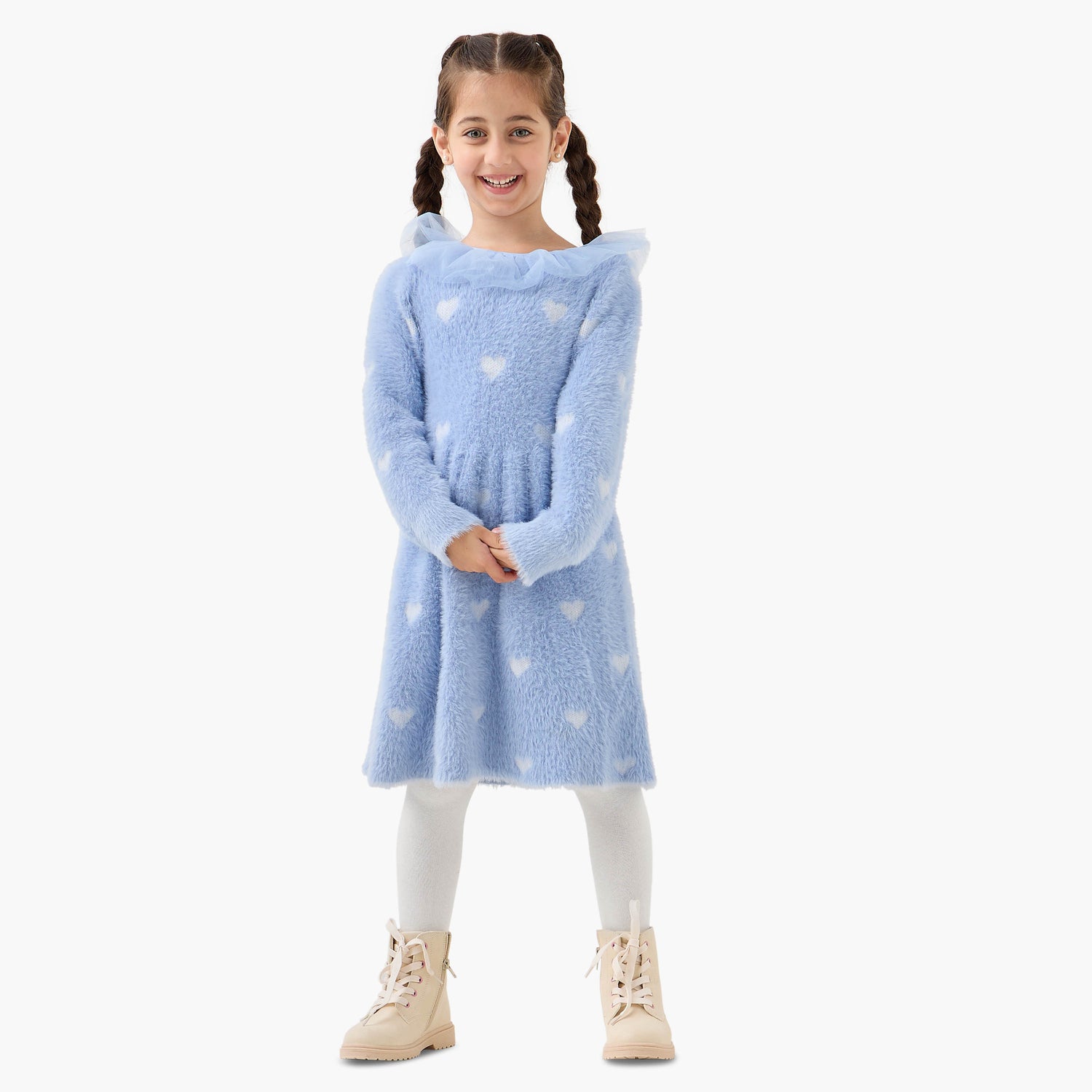 Juniors Heart Print Dress with Tights