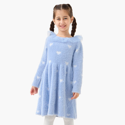 Juniors Heart Print Dress with Tights