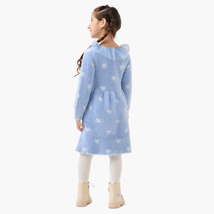 Juniors Heart Print Dress with Tights